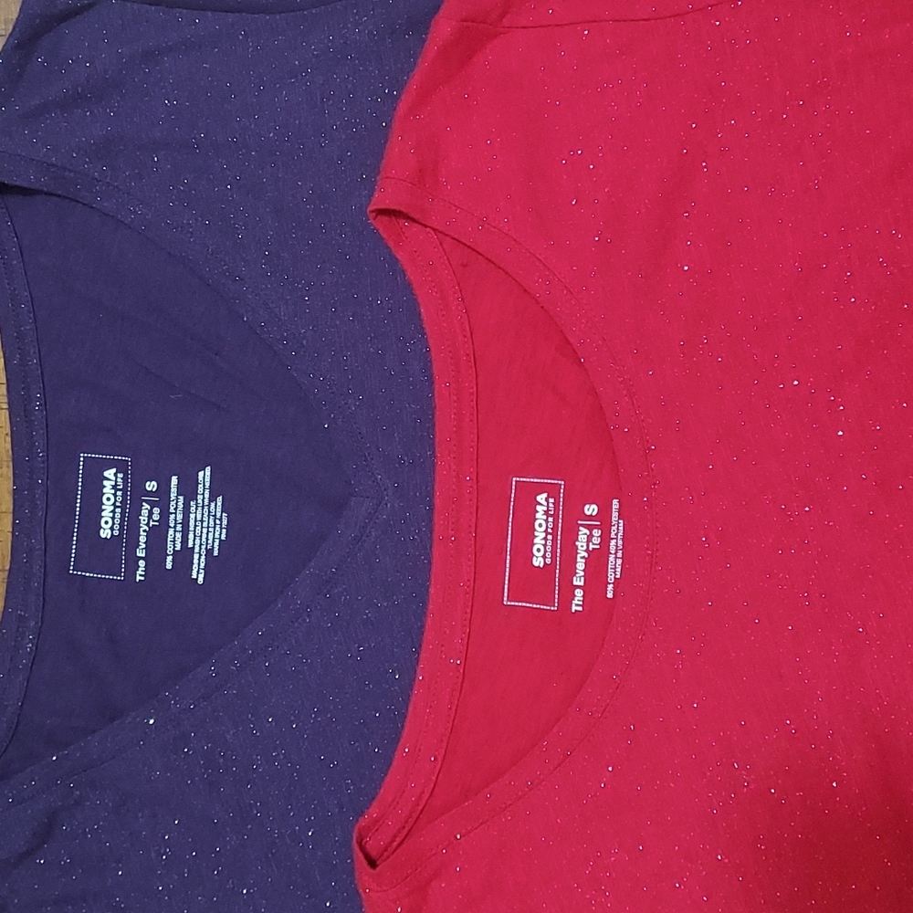 BUNDLE 2 Sonoma Long sleeve tees in glittery fabric